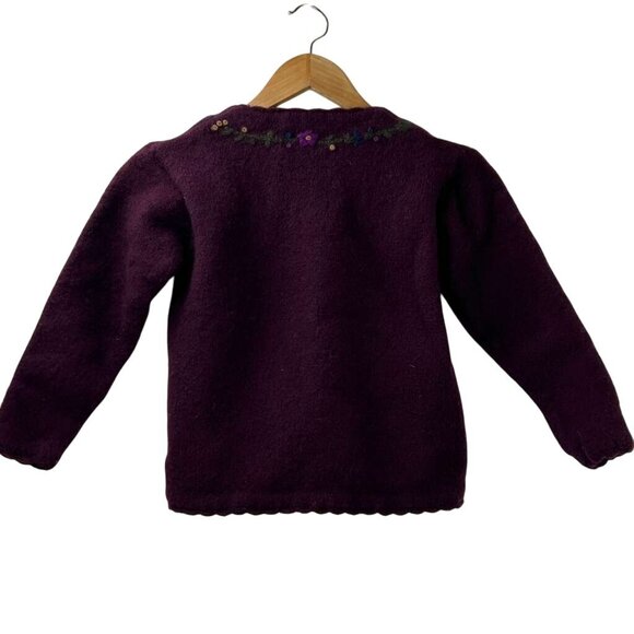 Vintage Pendleton Girls M 100% Wool Cardigan Sweater Embroidered Floral - Picture 11 of 16